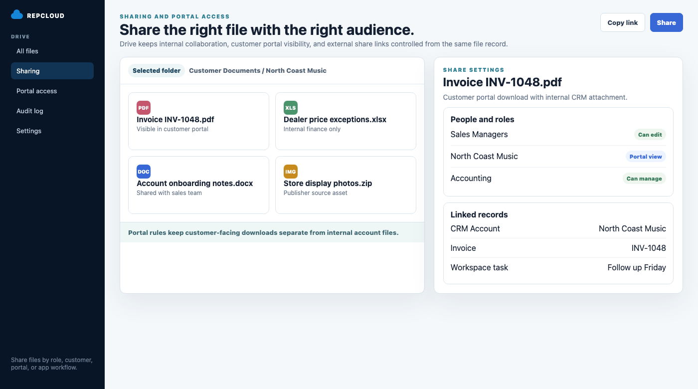 RepCloud Drive sharing screenshot