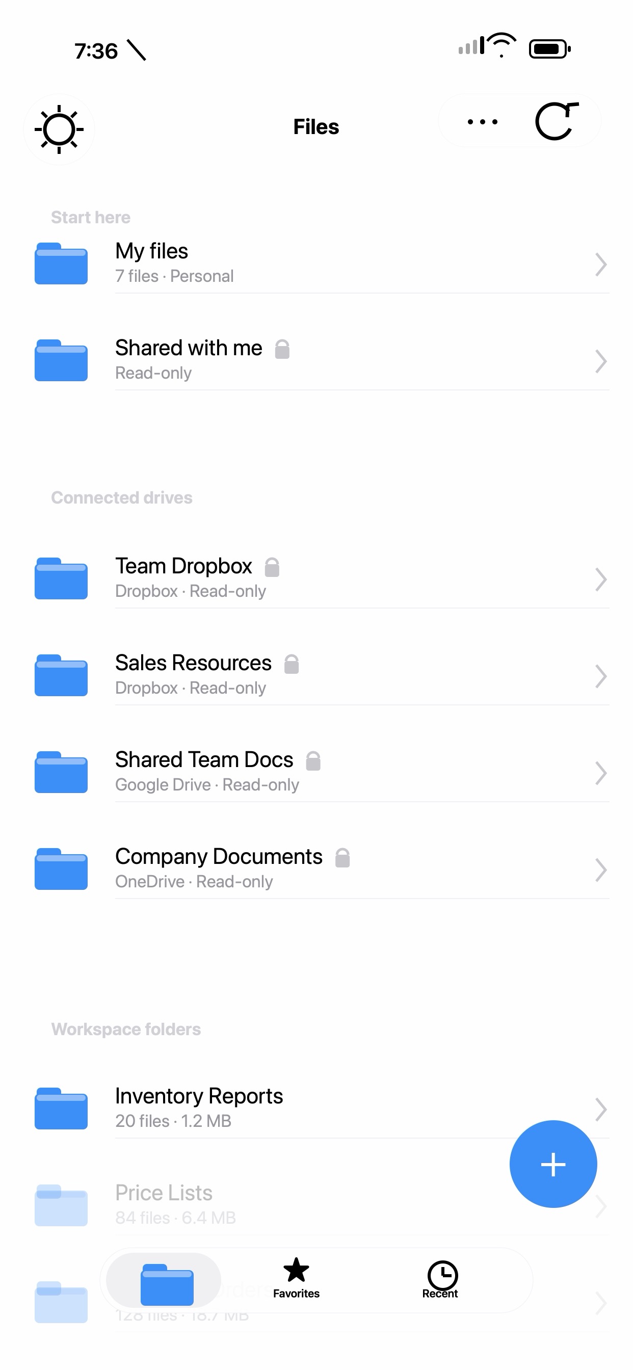 RepCloud Drive for iPhone files screen