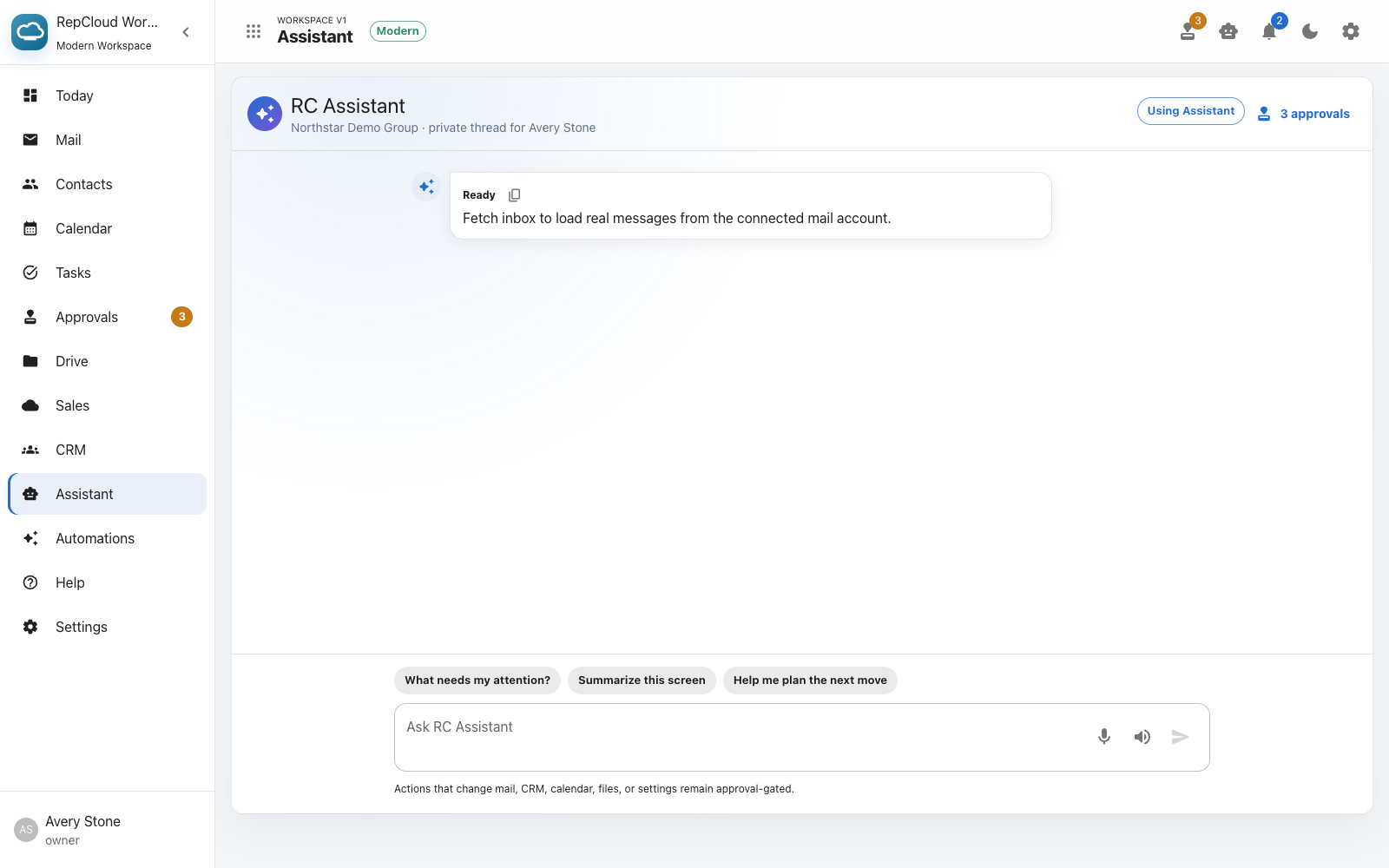 RepCloud Workspace RC Assistant screenshot